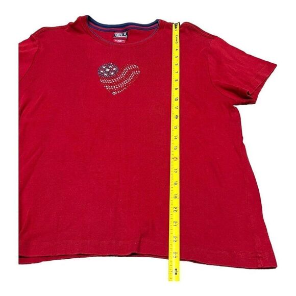Spirit of America Ladies XL Flag Rhinestone Bling Heart Tshirt Fourth of July - Picture 6 of 7